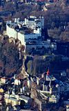 The Hohensalzburg Castle in Austria, showing the route of the Reisszug funicular