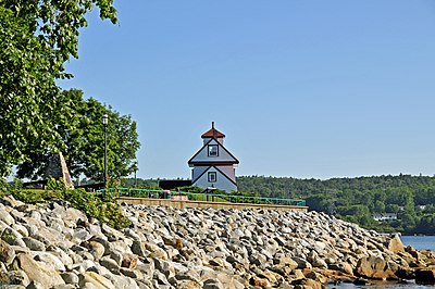 A view of Fort Point Lighthouse in Liverpool, Nova Scotia.