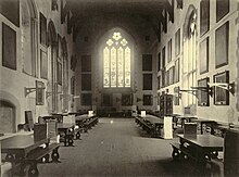 The Great Hall of University College in the late 19th century Great Hall, University College, Durham.jpg