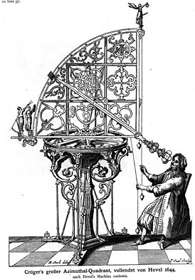 Азимутальный квадрант Крюгера, завершённый Яном Гевелием (1644 г.)
