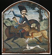 Cazador a caballo atacado por un león, mediados del siglo XVIII. Brooklyn Museum.