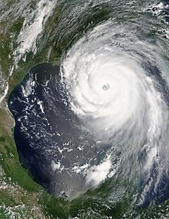 El huracán Katrina el 28 de agosto de 2005.