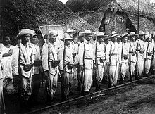 Filipino soldiers during the near end of the Revolution Insurgent soldiers in the Philippines 1899.jpg