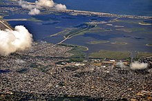 Jamaica Bay from the northwest (2013) Jamaica Bay aerial from NW 01 - white balanced (9457234768).jpg