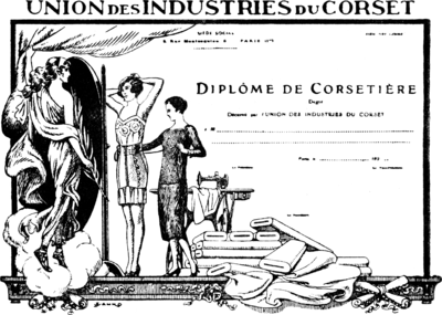 Union des Industries du Corset. Diplôme de Corsetière