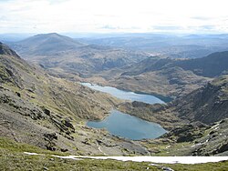 Glaslyn ha Llyn Llydaw, lynnyn paderow war an Wodhva