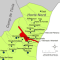 Розташування муніципалітету Фойос у комарці Уерта-Норте