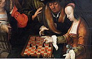 Lucas van Leyden, Jeu d'échecs coursier, fragment. 1508