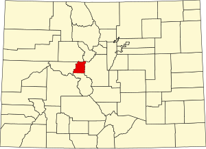 Map of Colorado highlighting Lake County