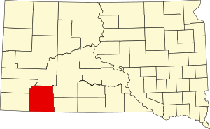 Map of South Dakota highlighting Oglala Lakota County