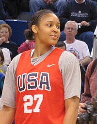 Moore playing for the USA national team against the Select team. Maya Moore Red Team.jpg