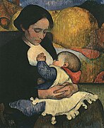 Marie Henry geeft haar dochter de borst (1889). De baby is Maries eerste dochter Mimi.