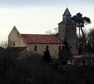 L'église de Nerbis vue de la commune voisine de Mugron