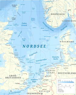 az Északi-tenger térképe középen a Doggerbankkal