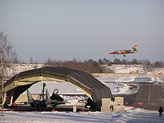 Baltic Air Policing : en janvier 2006 un Aero L-39 lituanien et un Mig-29 polonais.