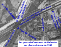 Ponts de Chartres et de Gallardon sur une photo aérienne de 1933.