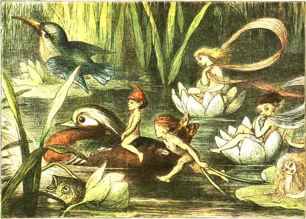 La fée des eaux et son royaume de nénuphars.