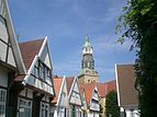 Fachwerkhäuser und die Kirche St. Sylvester in Quakenbrück