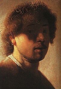Молодий Рембрандт, бл. 1628, у віці 22 років. Частково вправи у світлотіні. Рейксмузей.