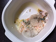 A bowl of white rice with mold growing over it RiceMold.JPG