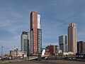 Rotterdam, Le Kop van Zuid du pont (de Rijnhavenbrug) près d'Hotel New York