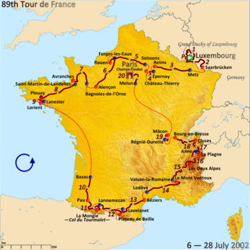 2002 Tour de France rotası