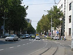 Jalan utama di Dorćol (Cara Dušana St)