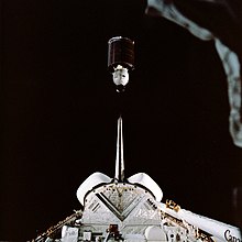 Palapa satellite launch in 1984 STS-41-B Palapa B-2 deployment.jpg