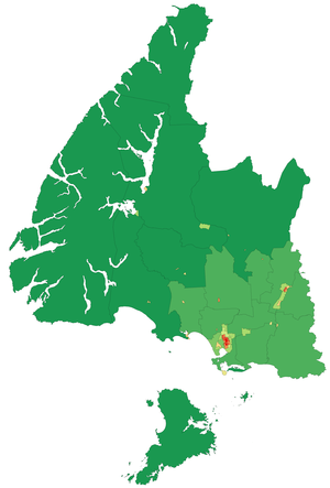 Map showing population density of a region of ...