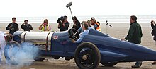 Sunbeam 350HP at Pendine Sands in Wales on the 90th anniversary of Sir Malcolm Campbell's land speed record. Sunbeam 350HP 'Bluebird'.jpg