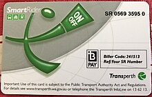 SmartRider card for Transperth Transperth SmartRider Card.jpg