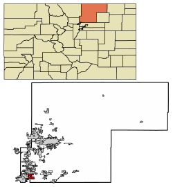 Location of the City of Dacono in Weld County, Colorado