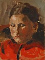 Ölstudie - Portrait - Mädchen mit roter Jacke - Max Feldbauer