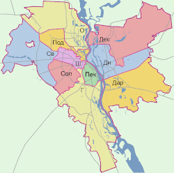 Map of the districts of Kiev.