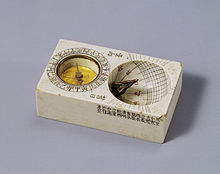 Angbuilgu, a portable sundial used in Korea during the Joseon period. The integrated magnetic compass aligns the instrument toward north pole.(National Museum of Korea) hyudaeyong angbuilgu.jpg