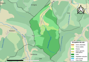 Carte en couleurs présentant l'occupation des sols.