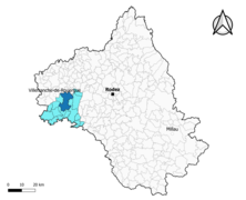 Le Bas Ségala dans le canton d'Aveyron et Tarn en 2020.
