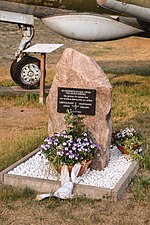 Monument to the feat of Yanov and Kapustin in the Finovfurt Aviation Museum 16-05-29-JAK-28-LHS-Finowfurt-RalfR-DSCF8148.jpg