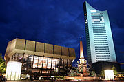 The Gewandhaus with the City-Hochhaus Leipzig in the background