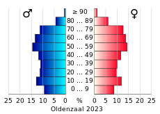 Bevolkingspiramide van de gemeente Oldenzaal
