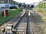 赤崎線終端部から赤崎駅構内を望む。 （2006年10月9日）