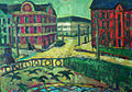 Am Margaretenplatz, 1982/83, Öl auf Hartfaser, 65,5 × 94 cm, Kunsthalle Rostock