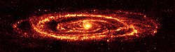 The Andromeda Galaxy imaged by MIPS at 24 micrometers. Andromeda galaxy Ssc2005-20a1.jpg
