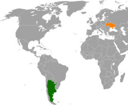 Map indicating locations of Argentina and Ukraine