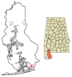 Location of Perdido Beach in Baldwin County, Alabama.