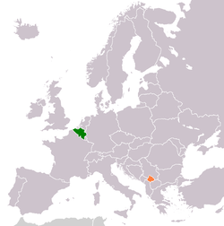 Map indicating locations of Belgjika and Kosova