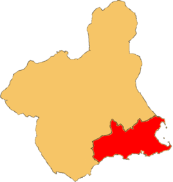 Location of the Campo de Cartagena in the Region of Murcia