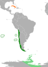 Location map for Chile and Cuba.
