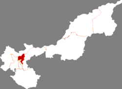 ジャムス市中の東風区の位置