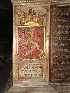 Герб Финской земли на гробнице короля Густава I. 1570
